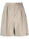 Emporio Armani Pleat-detail High-waisted Shorts In Green