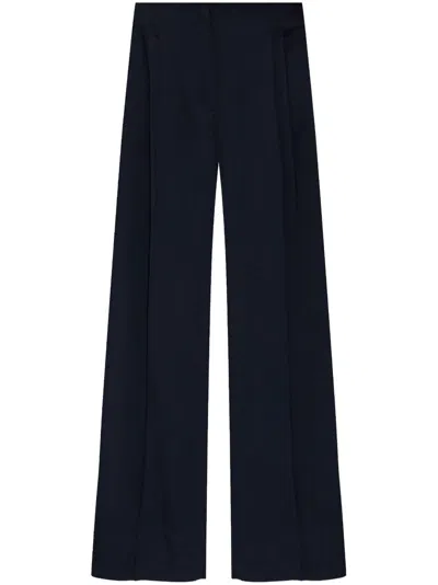 Emporio Armani Pleat-detail Palazzo Pants In Blue