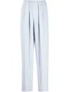 Emporio Armani Pleat-detail Straight-leg Trousers In Blue