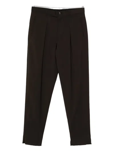 Emporio Armani Straight Leg Trousers Featuring Pleated Front In Brown