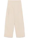 Emporio Armani Wide Leg Trousers With Elasticated Waistband And Slits In Neutrals