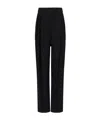 Emporio Armani Sablé Stretch Fabric Trousers With Pleats In Black