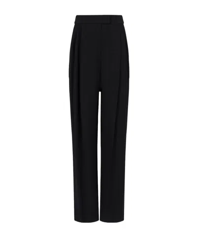 Emporio Armani Pleat-detailing High-waist Trousers In Black