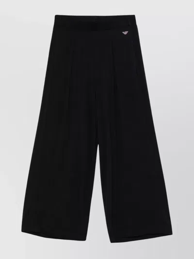 Emporio Armani Pleat Detailing Wide Leg Pajamas With Pockets In Black