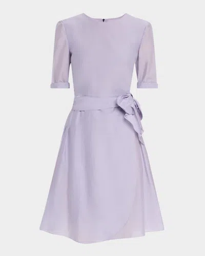 Emporio Armani Pleated A-line Muslin Mini Dress In Lilac
