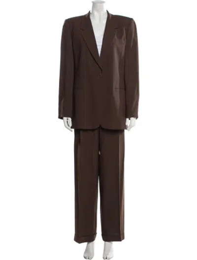 Pre-owned Emporio Armani Pleated Accents Pantsuit In Brown