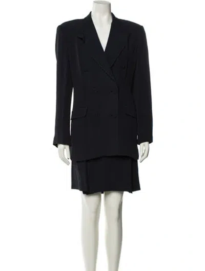 Pre-owned Emporio Armani Pleated Accents Skirt Suit In Blue