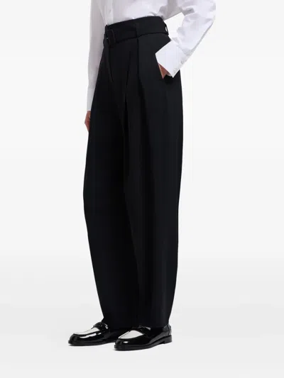 Emporio Armani Pleated Belted Trousers In Black