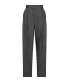 Emporio Armani Icon Wool Flannel Trousers With Pleats In Gray