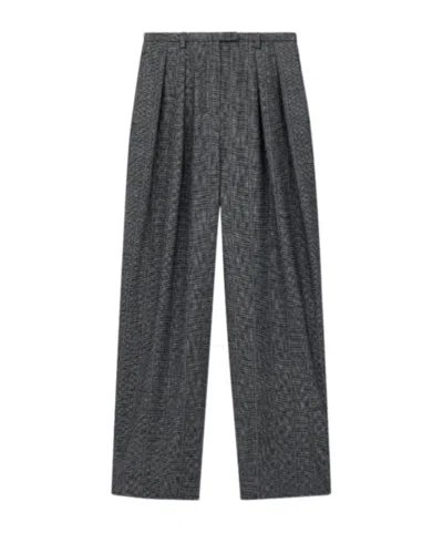 Emporio Armani Pleated Check Flannel Pants Signature Capsule In Gray