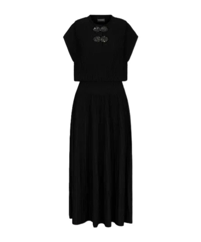 Emporio Armani Pleated Dress In Black
