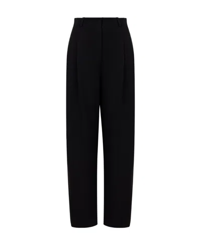 Emporio Armani Pleated High-rise Casual Pants In Black