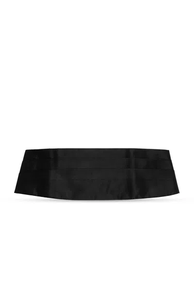 Emporio Armani Pleated Hook Fastened Tuxedo Belt In Black