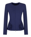 Emporio Armani Stretch Milano Stitch Fabric Zip-up Jacket With Side Draping In Blue