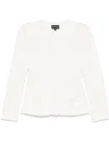 Emporio Armani Cotton Blazer Jacket With Shoulder Pads And Side Slit Pockets In White
