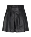 Emporio Armani Pleated Nappa Leather Mini Skirt In Black