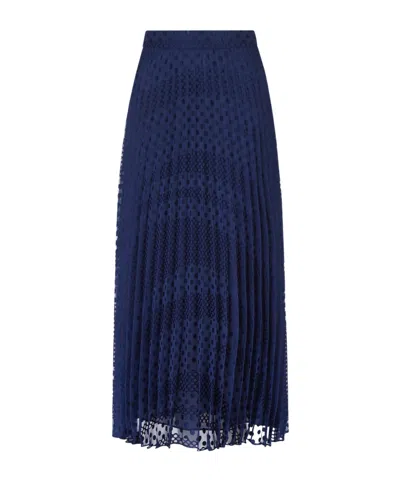 Emporio Armani Pleated Maxi Skirt In Blue