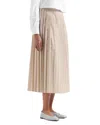 Emporio Armani Pleated Cotton Poplin Midi Skirt In Beige