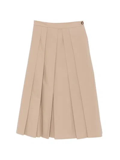 Emporio Armani Pleated Midi Skirt In Neutral