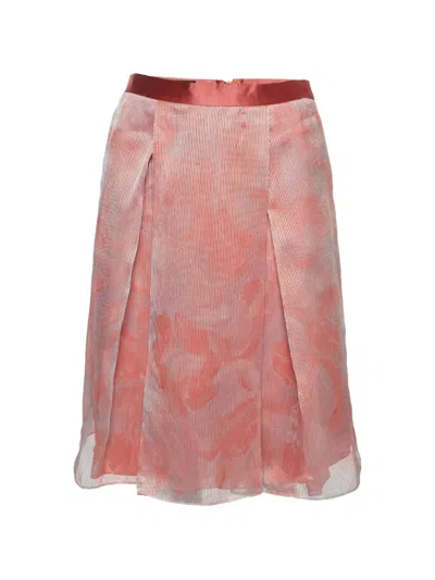 Pre-owned Emporio Armani Pleated Midi Skirt In Pink