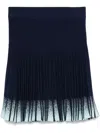 Emporio Armani Pleated Knit Skirt With Gradient Ribbing In Blue