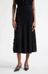 Emporio Armani Pleated Mixed Media Midi Skirt In Black
