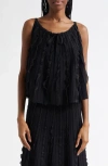 Emporio Armani Pleated Mixed Media Tank In Black