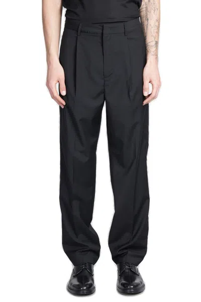 Emporio Armani Pleated Oversized Trousers In Black