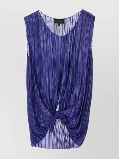 EMPORIO ARMANI PLEATED SHEER KNOTTED SLEEVELESS TOP