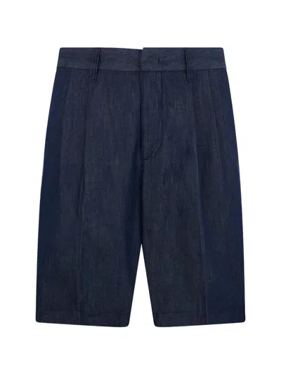 Emporio Armani Pleated Shorts In Blue