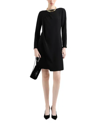 Emporio Armani Pleated Shoulder Dress In Black
