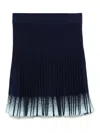 Emporio Armani Pleated Knit Skirt With Gradient Ribbing In Blue