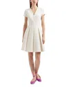 Emporio Armani Emma Pleated V-neck Mini Dress In Off White