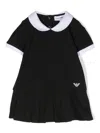 Emporio Armani Pleated-skirt Stretch-cotton Dress In Black