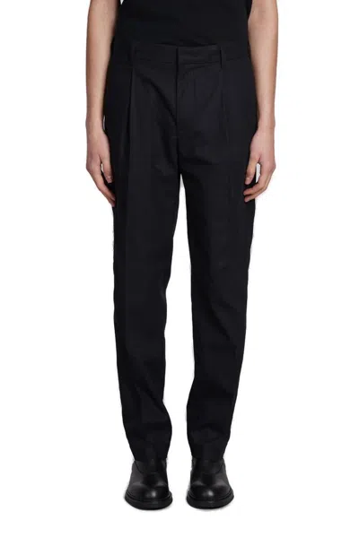 Emporio Armani Pleated Tapered Tailored Trousers In Black