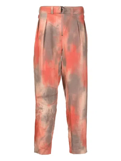 Emporio Armani Pleated Tie-dye Trousers In Red
