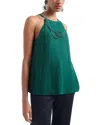 Emporio Armani Pleated Ruffle Sleeveless Top In Hunter Green