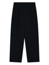 Emporio Armani High Waist Pleated Wide Leg Trousers In Black