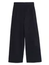 Emporio Armani High Waist Pleated Wide Leg Trousers In Blue