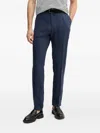 Emporio Armani Technical Seersucker Pants In Blue
