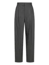 Emporio Armani Icon Wool Flannel Trousers With Pleats In Gray