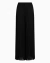 Emporio Armani Pleated Trousers In Technical Georgette In Black