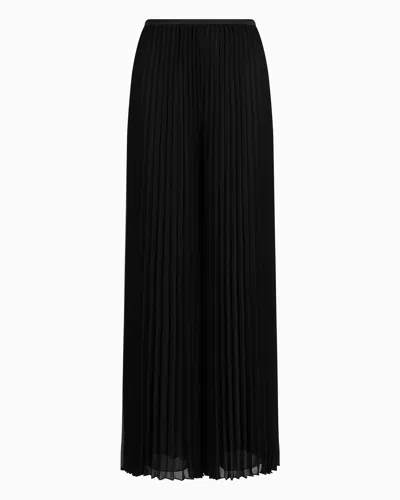 Emporio Armani Pleated Trousers In Technical Georgette In Black