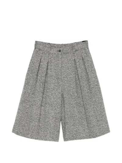 Emporio Armani Pleated Tweed Tailored Shorts In Black