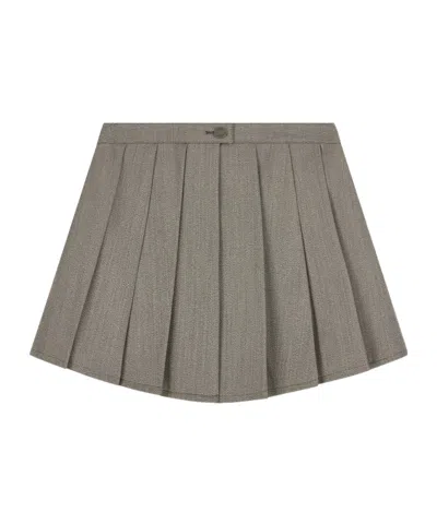Emporio Armani Pleated Virgin Wool Culottes In Gray