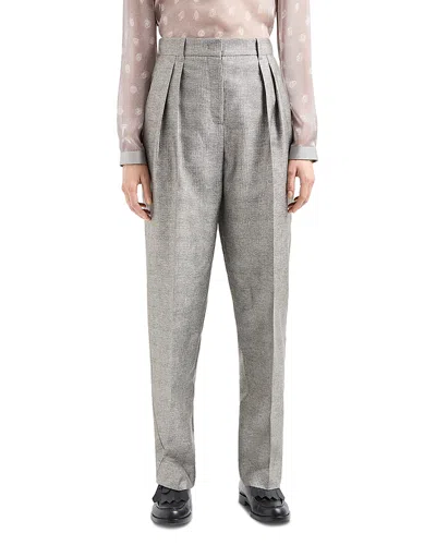 Emporio Armani Pleated Waist Pants In Greige