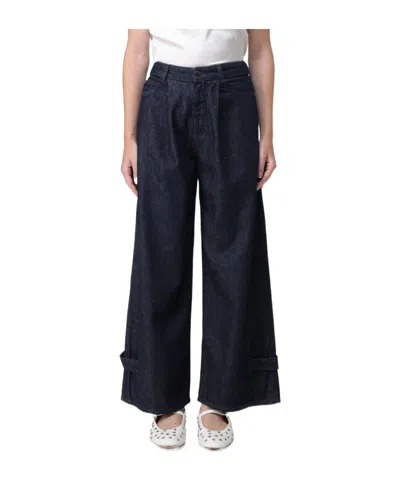 Emporio Armani Pleated Wide-leg Jeans In Blau
