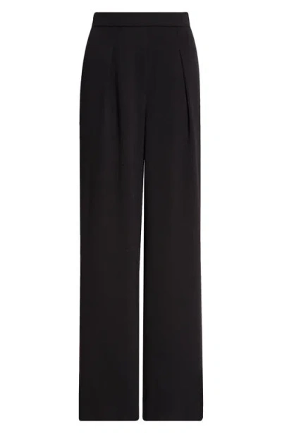 Emporio Armani Pleated Wide Leg Pants In Black