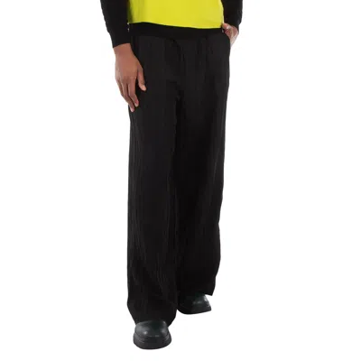 Emporio Armani Pleated Wide-leg Viscose Trousers In Black