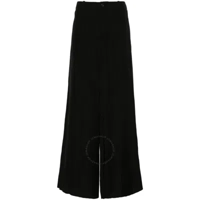 Emporio Armani Pleated Wide-leg Viscose Trousers In Black